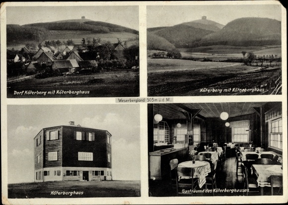 Ak Köterberg Lügde im Weserbergland, Köterberghaus, Gasthof, Speisesaal