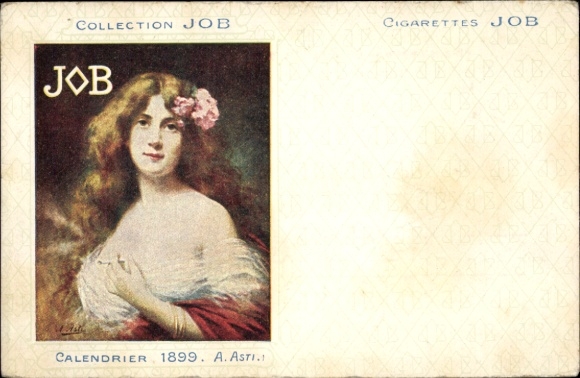 Artist Postcard Asti, A., Collection Job, Calendar 1899, Woman, Cigarette