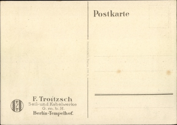 Artist PC Lüdke, E., Berlin Tempelhof, rope and cable works F. Troitzsch, miner, inspection