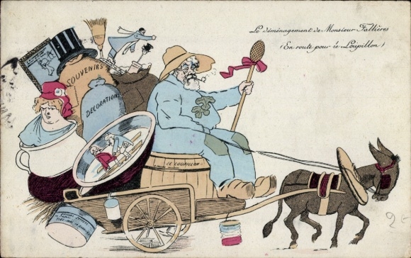 Postcard Le Demenagement de Monsieur Fallières, En route pour le Loupillon