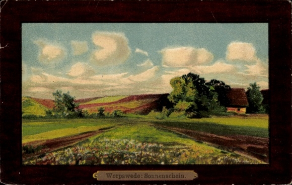 Artist Postcard Worpswede in Lower Saxony, panorama, sunshine