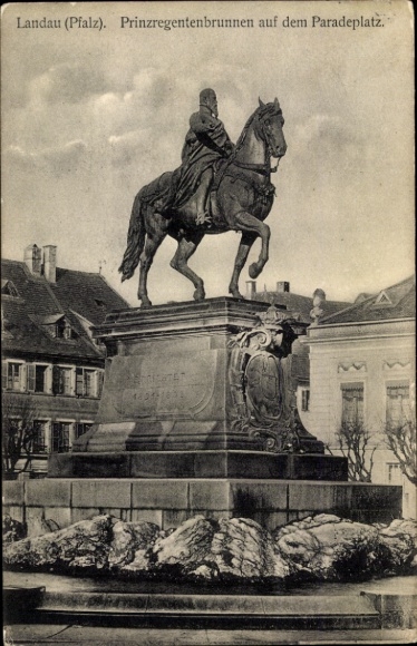 Ak Landau in der Pfalz, Prinzregentenbrunnen, Paradeplatz
