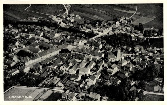 Postcard Eichendorf in Lower Bavaria, aerial photograph