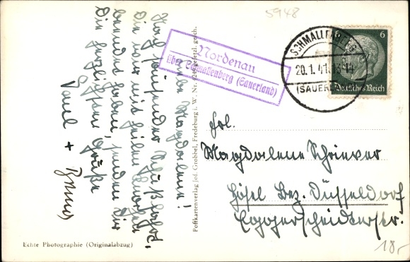 Ak Landpoststempel Nordenau über Schmallenberg (Sauerland)