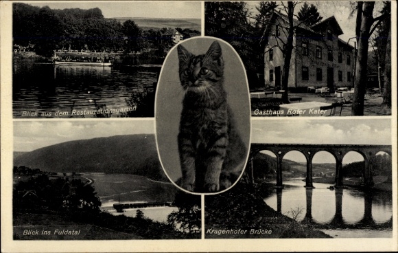 Ak Fuldatal Hessen, Bos- en Strandpension Roter Kater, Kragenhoferbrug