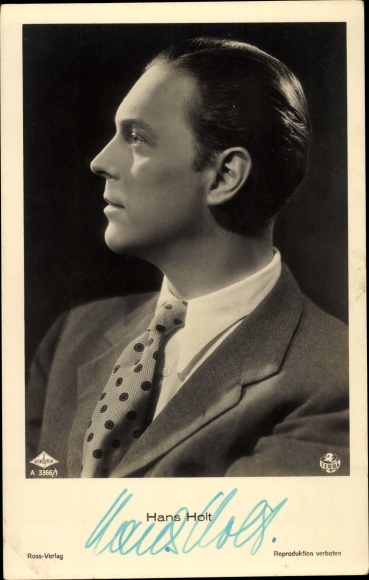 Ak Schauspieler Hans Holt, Portrait im Profil, Autogramm
