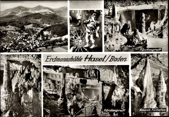 Ak Hasel in Baden, Erdmannshöhle, Fürstengruft, Amerikanischer Fullofen, Landschaft