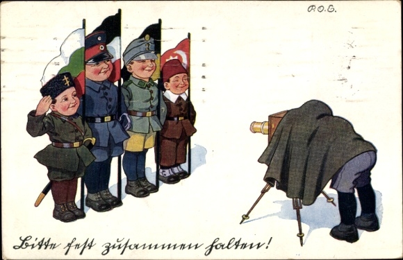 Artist Postcard Engelhard, POE, children as soldiers, photographer, brotherhood in arms