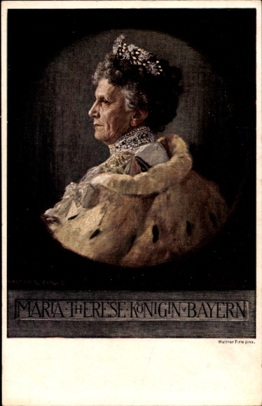 Artist Postcard Firle, Walther, Maria Therese, wife of King Ludwig III of Bavaria, portrait