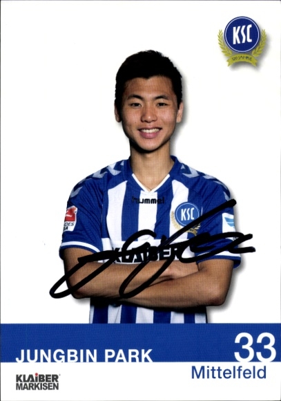 Autogrammkarte Fußballer Jungbin Park, Karlsruher SC, Autogramm