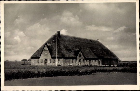 Ak Tümlauer Koog Nordfriesland, woongebouw, rieten dak