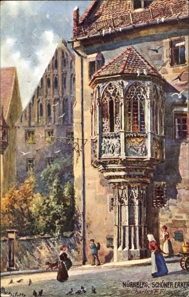 Artist PC Flower, Charles, Nuremberg in Middle Franconia Bavaria, beautiful bay window