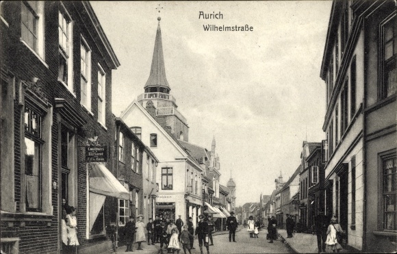 Postcard Aurich in Ostfriesland, Wilhelmstraße, pastry shop, bakery