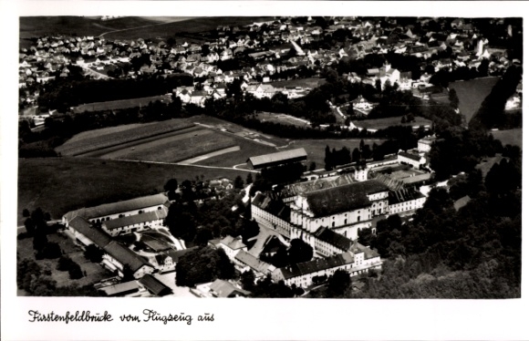 Postcard Fürstenfeldbruck in Upper Bavaria, aerial photograph