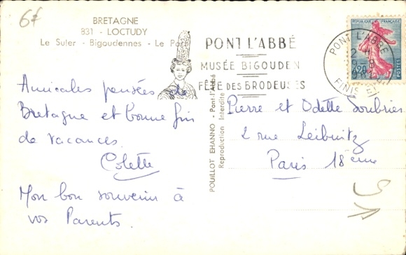 Postcard Loctudy Finistère, Le Suler, Bigoudennes, port
