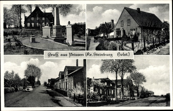 Ak Peissen in Sleeswijk-Holstein, oorlogsmonument, stadsgezichten
