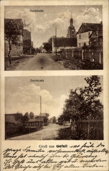 Ak Gefell im Vogtland, Dorfstraße