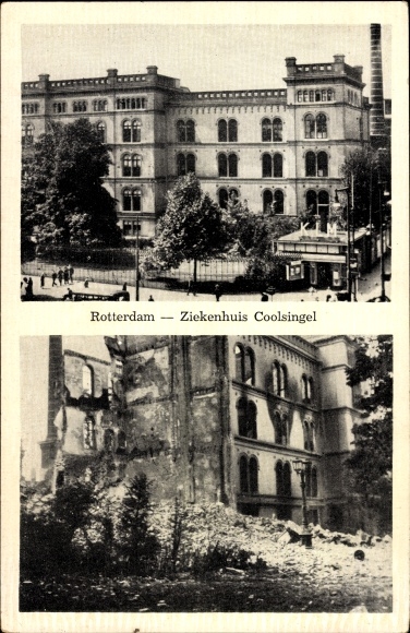 PC Rotterdam South Holland Netherlands, Coolsingel Hospital, ruins, destruction during World War II