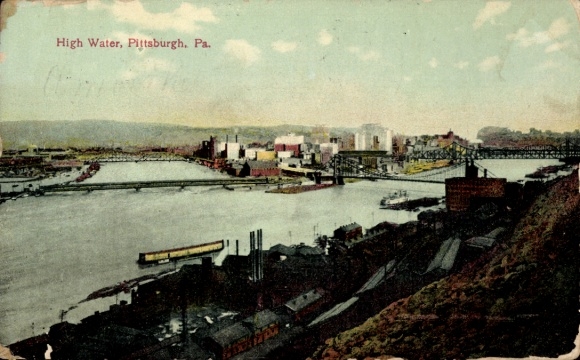 Ak Pittsburgh Pennsylvania USA, Panorama, High Water