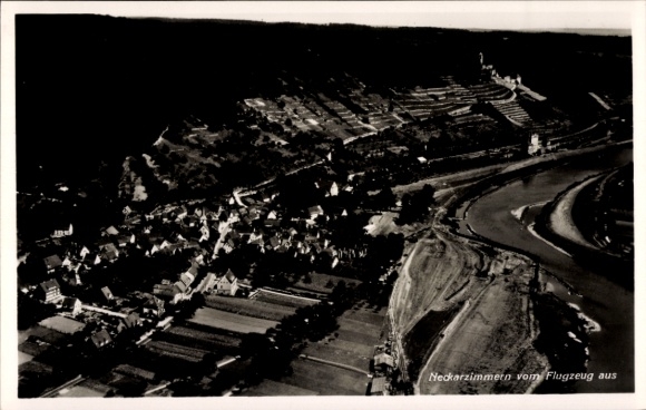 Postcard Neckarzimmern in the Neckar Valley, aerial photograph