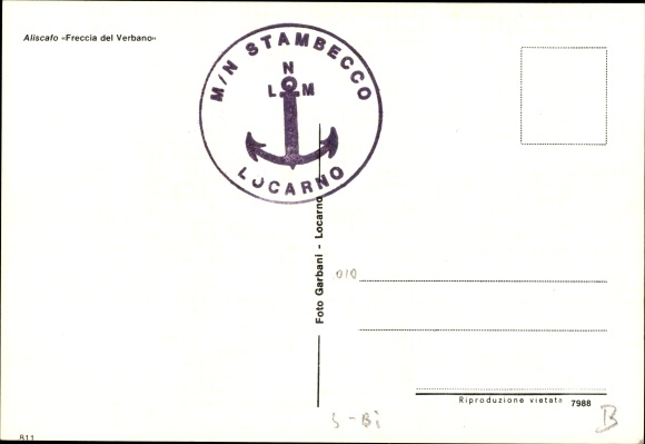 Postcard Freccia hydrofoil of Verbano, Lake Maggiore