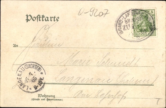 Postcard Langenau Brand Erbisdorf in the district of Central Saxony, total view, hotel at the train station