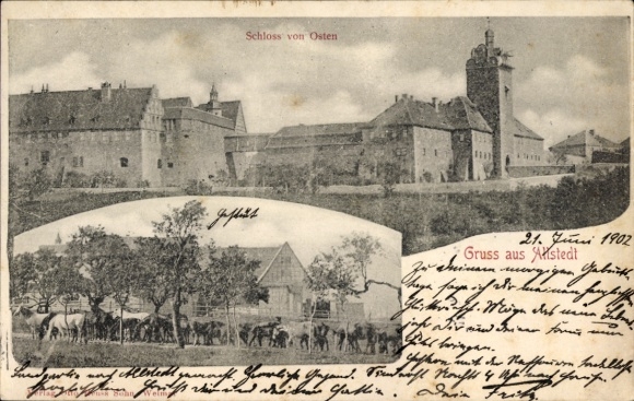 Ak Allstedt in Saksen Anhalt, Kasteel vanuit het oosten