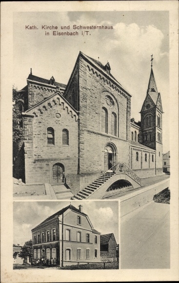 Postcard Eisenbach Selters im Taunus, Catholic Church, sisters' house