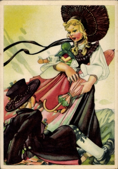 PC Vorarlberg, couple in folk costumes, doll