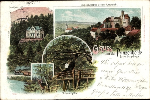 PC Hartenstein in the Erzgebirge of Saxony, Prince's Cave, Schönburg'sches Schloss, forester's house