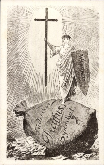 Judaika Postcard Jewish Dreyfus Syndicate, Truth, Dreyfus Affair
