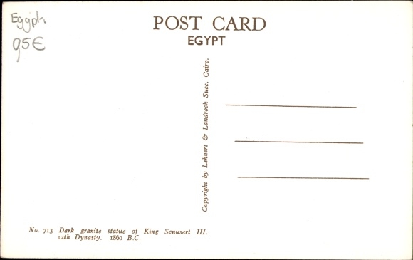 KP Egypt, ciemny granitowy posąg króla Senusereta III