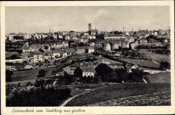 Postcard Lüdenscheid, view from the Stadtberg