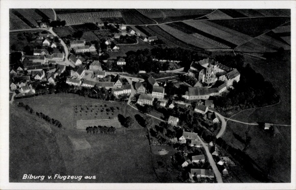 Postcard Biburg Diedorf Kreis Augsburg, aerial photograph