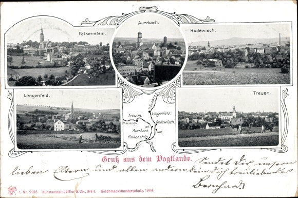 Postcard Rodewisch in Vogtland Saxony, Falkenstein, Auerbach, Langenfeld, Treuen