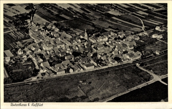 Postcard Untertheres Theres in Lower Franconia, aerial photograph