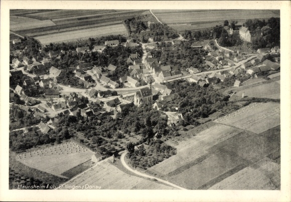 Ak Haunsheim in Schwaben, Fliegeraufnahme