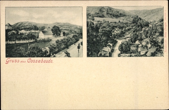 Postcard Dresden Cossebaude, partial views