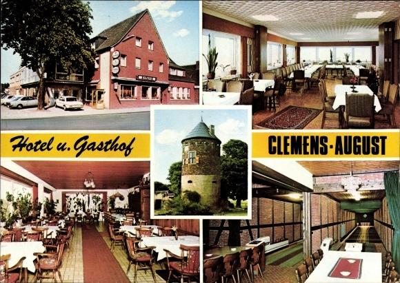 Postcard Davensberg Ascheberg near Münster, Inn Clemens August, bowling alley, Daverturm