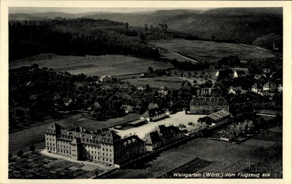Postcard Weingarten in Württemberg, aerial photograph
