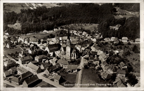 Ak Schönau im Schwarzwald, Fliegeraufnahme