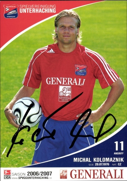 Autograph card footballer Michael Kolomaznik, SpVgg Unterhaching, autograph