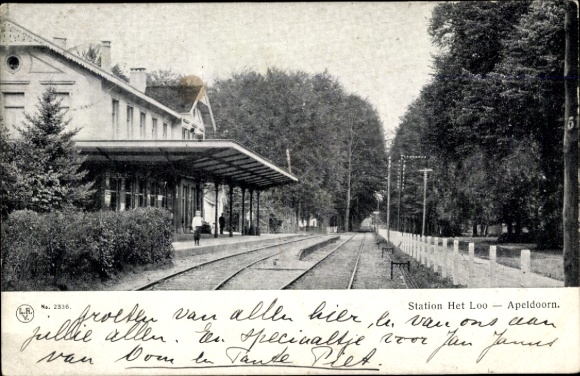 Ansichtkaart Apeldoorn Gelderland, station Het Loo, spoorzicht