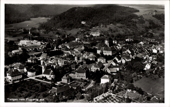 Postcard Tiengen am Oberrhein, aerial photograph