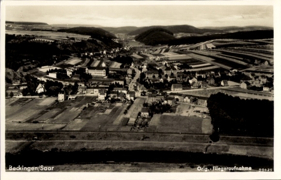 Postcard Beckingen in Saarland, aerial photograph