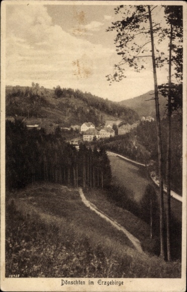 Postcard Dönschten Dippoldiswalde Osterzgebirge, landscape in the Ore Mountains, path along the river, more