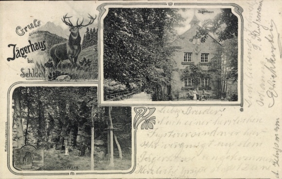 Art Nouveau Postcard Sehlde an der Leine Elze Lower Saxony, hunter's house
