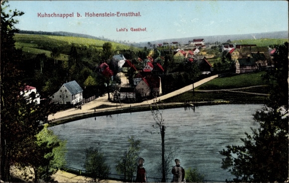 Ak Kuhschnappel Sankt Egidien in Sachsen, Lahls Gasthof, Teich
