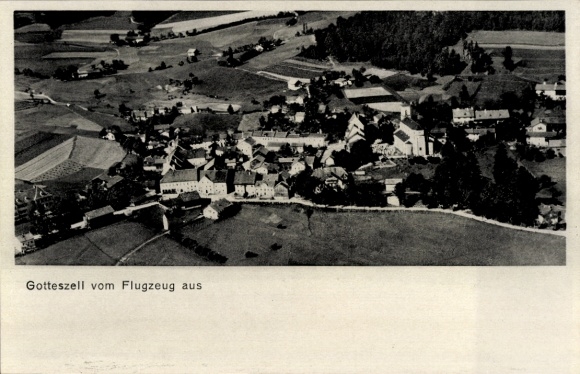 Postcard Gotteszell in Lower Bavaria, aerial photograph
