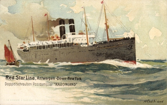 Künstler Ak Cassiers, H., Dampfer Kroonland, Red Star Line, Antwerpen Dover New York